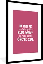 Cadre photo avec affiche - Je vais être une grande grande soeur - Citations - Proverbes - Grande soeur - 60x90 cm - Cadre pour affiche