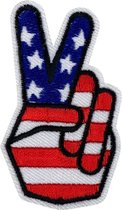 Peace Sign Vredesteken USA Strijk Embleem Patch 4.2 cm / 7 cm / Rood Wit Blauw