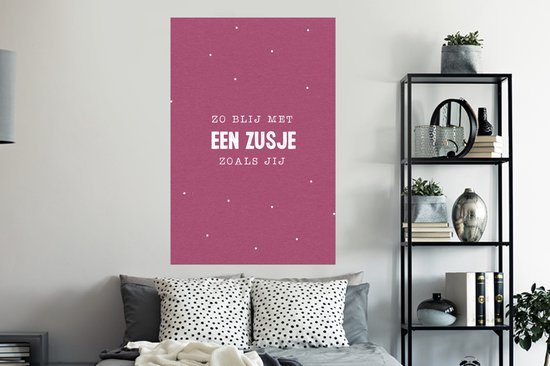 Stickers muraux - Citations - Proverbes - Si heureux avec une soeur comme toi - Soeur - Frère - 80x120 cm - Film adhésif