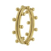 Lucardi Dames Goldplated ring met bolletjes - Ring - Cadeau - Staal - Goudkleurig
