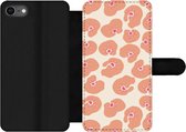 Bookcase Geschikt voor iPhone SE 2020 telefoonhoesje - Bloem - Patroon - Abstract - Met vakjes - Wallet case met magneetsluiting