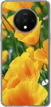 Geschikt voor OnePlus 7T hoesje - Bloemen - Tuin - Oranje - Siliconen Telefoonhoesje