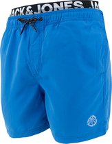 Jack & Jones double waistband logo zwemshort blauw - S