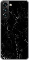 Geschikt voor Samsung Galaxy S22 Plus hoesje - Marmer print - Zwart - Natuursteen - Siliconen Telefoonhoesje