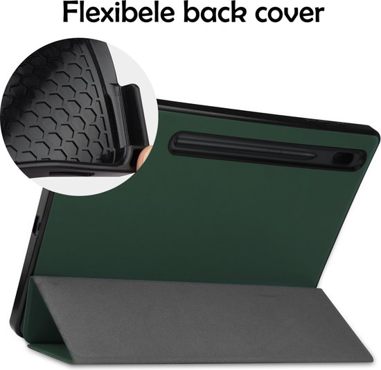Samsung Tab S7 FE Case Cover Book Case avec protecteur d'écran et découpe S Pen - Samsung Galaxy Tab S7 FE Case Cover 12,4 pouces Protecteur d'écran - Vert foncé