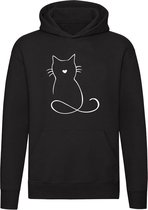 Kat | Unisex | Trui | Sweater | Hoodie | Capuchon | Zwart | Cat | Kitten | Poes | Tekening | Dierendag | Huisdier