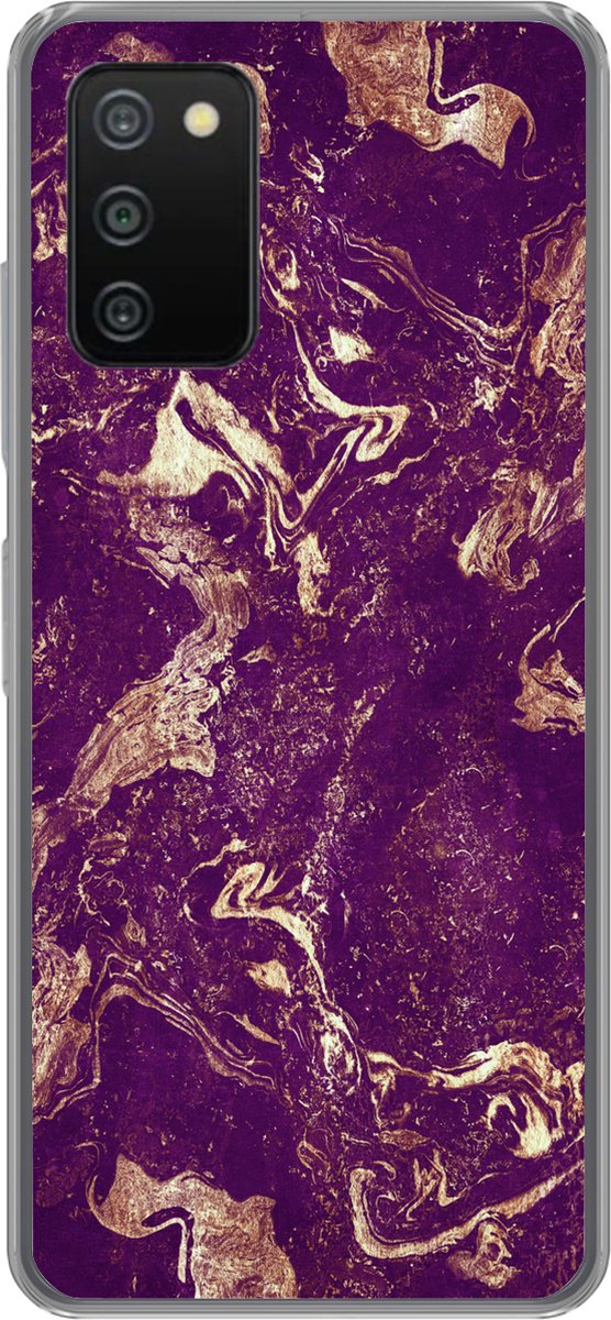 Telefoonhoesje Geschikt voor Samsung Galaxy A03s hoesje - Natuursteen - Kalksteen - Goud - Siliconen Telefoonhoesje Telefoonhoesje