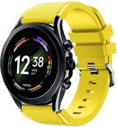 Siliconen Smartwatch bandje - Geschikt voor  Fossil Gen 6 - 44mm siliconen bandje - geel - Strap-it Horlogeband / Polsband / Armband