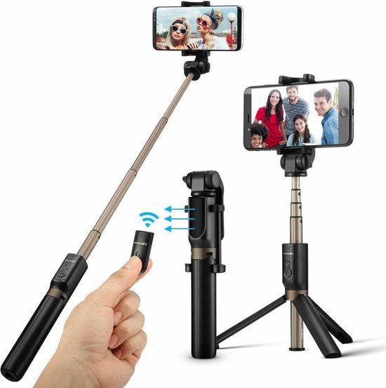 3 in 1 Selfie Stick Tripod - Zwart - Smartphone Vlog Tripod - Merkloos