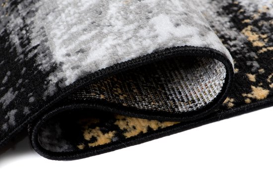 Tapiso Maya Runner Tapis Grijs Zwart Couloir Moderne Salon Couloir Taille - 80x1400