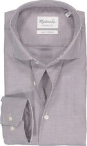 Michaelis slim fit overhemd - dobby structuur - rood en blauw met wit pied de poule ruitje - Strijkvrij - Boordmaat: 39