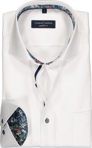 CASA MODA comfort fit overhemd - wit twill (contrast) - Strijkvrij - Boordmaat: 45