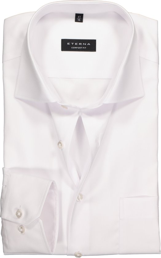 ETERNA comfort fit overhemd - mouwlengte 72cm - niet doorschijnend twill heren overhemd - wit - Strijkvrij - Boordmaat: 46
