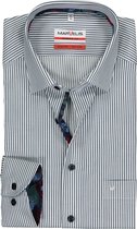 MARVELIS modern fit overhemd - marine blauw met wit gestreept (contrast) - Strijkvrij - Boordmaat: 41