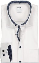 OLYMP Luxor comfort fit overhemd - mouwlengte 7 - wit  (contrast) - Strijkvrij - Boordmaat: 44