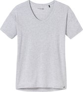 SCHIESSER dames Mix+Relax T-shirt, korte mouw, V-hals, grijs melange -  Maat: 3XL