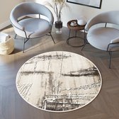 Tapiso Breeze Vloerkleed Beige Rond Modern 3D Effect Tapijt Maat- 133x133
