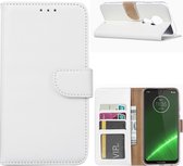 LuxeBass Hoesje geschikt voor Motorola Moto G7 Power - Bookcase Wit - portemonnee hoesje - telefoonhoes - gsm hoes - telefoonhoesjes