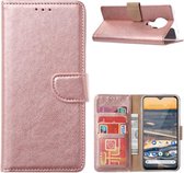 LuxeBass Hoesje geschikt voor Nokia 5.3 - Bookcase Rose Goud - portemonnee hoesje - telefoonhoes - gsm hoes - telefoonhoesjes