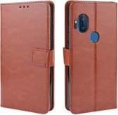 LuxeBass Hoesje geschikt voor Motorola Moto One Hyper hoesje book case bruin - telefoonhoes - gsm hoes - telefoonhoesjes