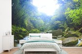 Behang - Fotobehang De rivier door een bos op het Japanse eiland Yakushima - Breedte 420 cm x hoogte 280 cm