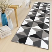 Tapiso Maya Loper Vloerkleed Grijs Wit Gang Modern Woonkamer Gang Maat- 100x400