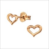 Aramat jewels ® - Zilveren hartjes oorbellen rosé gold 925 zilver 6x5mm