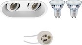 LED Spot Set - Proma Zano Pro - GU10 Fitting - Inbouw Ovaal Dubbel - Mat Wit - Kantelbaar - 185x93mm - Philips - MASTER 927 36D VLE - 4.9W - Warm Wit 2200K-2700K - DimTone Dimbaar