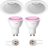 Primux Minko Pro - Inbouw Rond - Mat Wit - Verdiept - Ø90mm - Philips Hue - LED Spot Set GU10 - White and Color Ambiance - Bluetooth