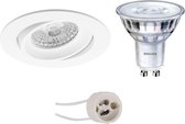 LED Spot Set - Primux Delton Pro - GU10 Fitting - Inbouw Rond - Mat Wit - Kantelbaar - Ø82mm - Philips - SceneSwitch 827 36D - 1.5W-5W - Warm Wit 2200K-2700K - Dimbaar