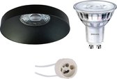 LED Spot Set - Prima Vrito Pro - GU10 Fitting - Inbouw Rond - Mat Zwart - Ø82mm - Philips - SceneSwitch 827 36D - 1.5W-5W - Warm Wit 2200K-2700K - Dimbaar