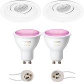 Pragmi Domy Pro - Inbouw Rond - Mat Wit - Verdiept - Kantelbaar - Ø105mm - Philips Hue - LED Spot Set GU10 - White and Color Ambiance - Bluetooth - BSE