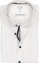 OLYMP Level 5 24/Seven body fit overhemd - korte mouw - wit tricot (contrast) - Strijkvriendelijk - Boordmaat: 42