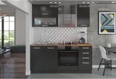 LASSEN Complete keuken L 180 cm met oven en werkblad - 6 elementen - Matera grijs