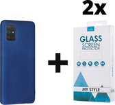 Siliconen Backcover Hoesje Samsung Galaxy A51 Blauw - 2x Gratis Screen Protector - Telefoonhoesje - Smartphonehoesje