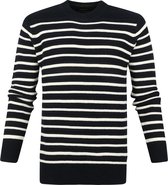 Scotch and Soda - Pullover Gebreid Strepen Donkerblauw - Maat XXL - Regular-fit