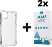 Crystal Backcase Transparant Shockproof Hoesje iPhone 12 Mini - 2x Gratis Screen Protector - Telefoonhoesje - Smartphonehoesje