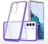 Samsung S21 Plus hoesje transparant cover met bumper Paars - Ultra Hybrid hoesje Samsung Galaxy S21 Plus case