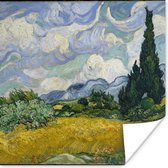 Poster Korenveld met cipressen - Vincent van Gogh - 30x30 cm