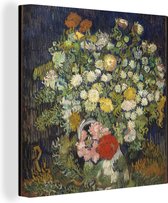 Canvas Schilderij Boeket van bloemen in een vaas - Vincent van Gogh - 90x90 cm - Wanddecoratie