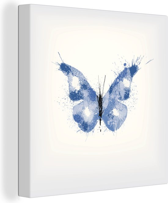 Une illustration d'une toile papillon bleu 50x50 cm - Tirage photo sur toile (Décoration murale salon / chambre) / Peintures sur toile animaux sauvages