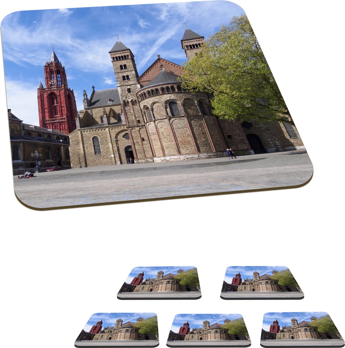 Onderzetters voor glazen - Oud - Architectuur - Maastricht - 10x10 cm - Glasonderzetters - 6 stuks