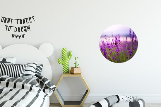 Cercle mural - Cercle mural - Lavande avec abeille - Aluminium - Dibond - ⌀ 30 cm - Intérieur et Extérieur
