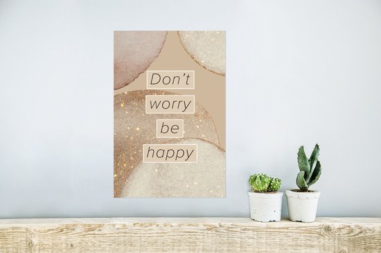 Affiche Aquarelle Citation Motivation Don T Worry Be Happy x30 Cm Bol Com