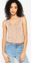 LOLALIZA Lurex top met V-hals - Roze - Maat L