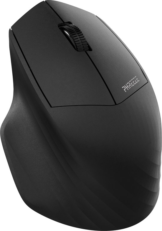 Phreeze draadloze muis met duimsteun - Draadloos + Bluetooth V5.0 - Ergonomisch - Stille muis - Zwart
