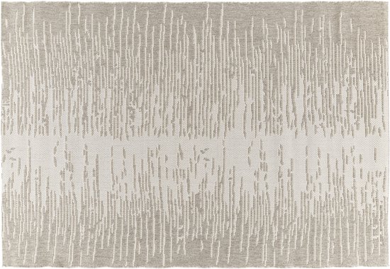 INSPIRE - Rechthoekig tapijt KELYA - beige - etnisch patroon - met strepen - tapijt voor binnen en buiten - tapijt voor buiten - tapijt woonkamer - polypropyleen - 1500g/m² - 7mm x B120cm x L170cm