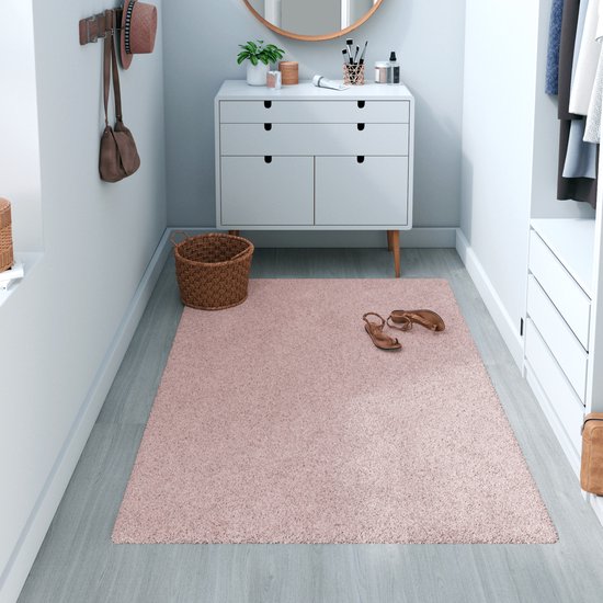 INSPIRE - Tapis rectangulaire TONY - rose - tapis de couloir - tapis de chambre - tapis de salon - tapis à poils ras - doux - 2300g/m² - 22 mm x L 80 cm x L 150 cm