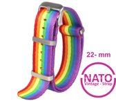 22mm Nato Strap Regenboog Kleuren - Vintage James Bond - Nato Strap collectie - Mannen - Horlogeband - 22 mm bandbreedte