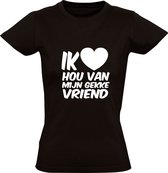 Ik hou van mijn gekke vriend | Dames t-shirt | Valentijnsdag | Valentijnskado | Vriendin |Zwart